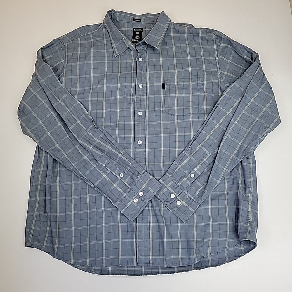 Dickies Long Sleeve Button Up Plaid Shirt Sz 2XL Preppy Casual Dress Trendy
